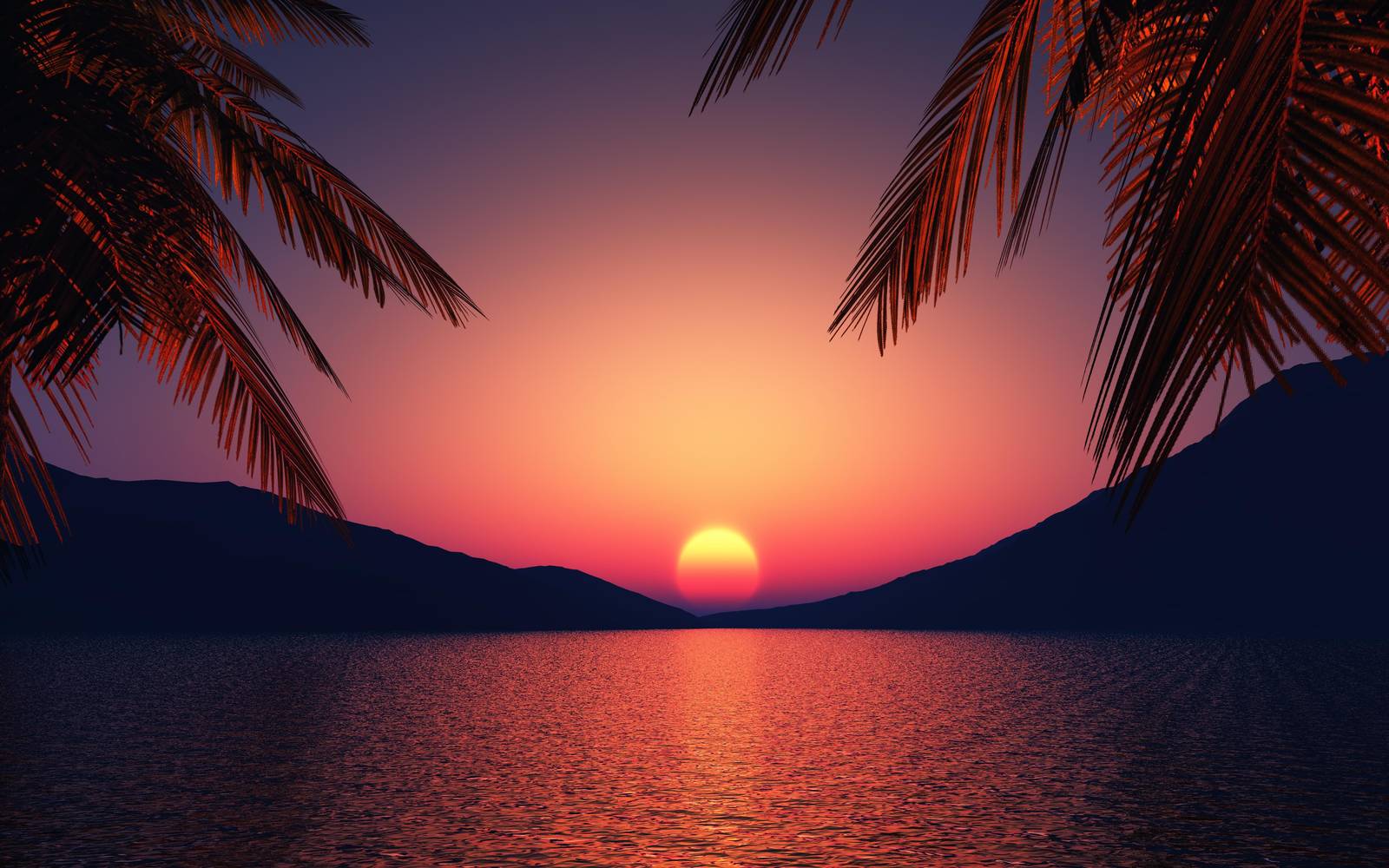 Tropical Sunset Serenity Palm Trees Wall Art