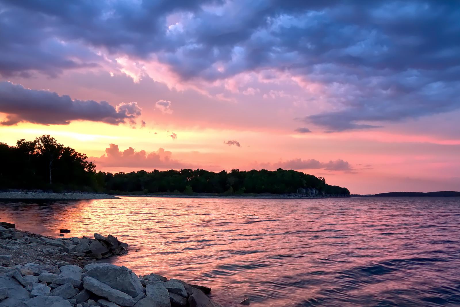 Serene Sunset Lake Wall Art