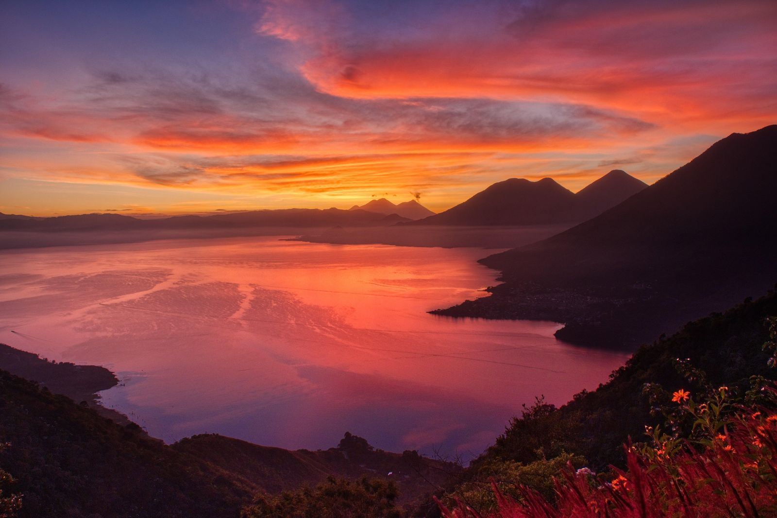 Vibrant Sunset Lake Mountain Wall Art