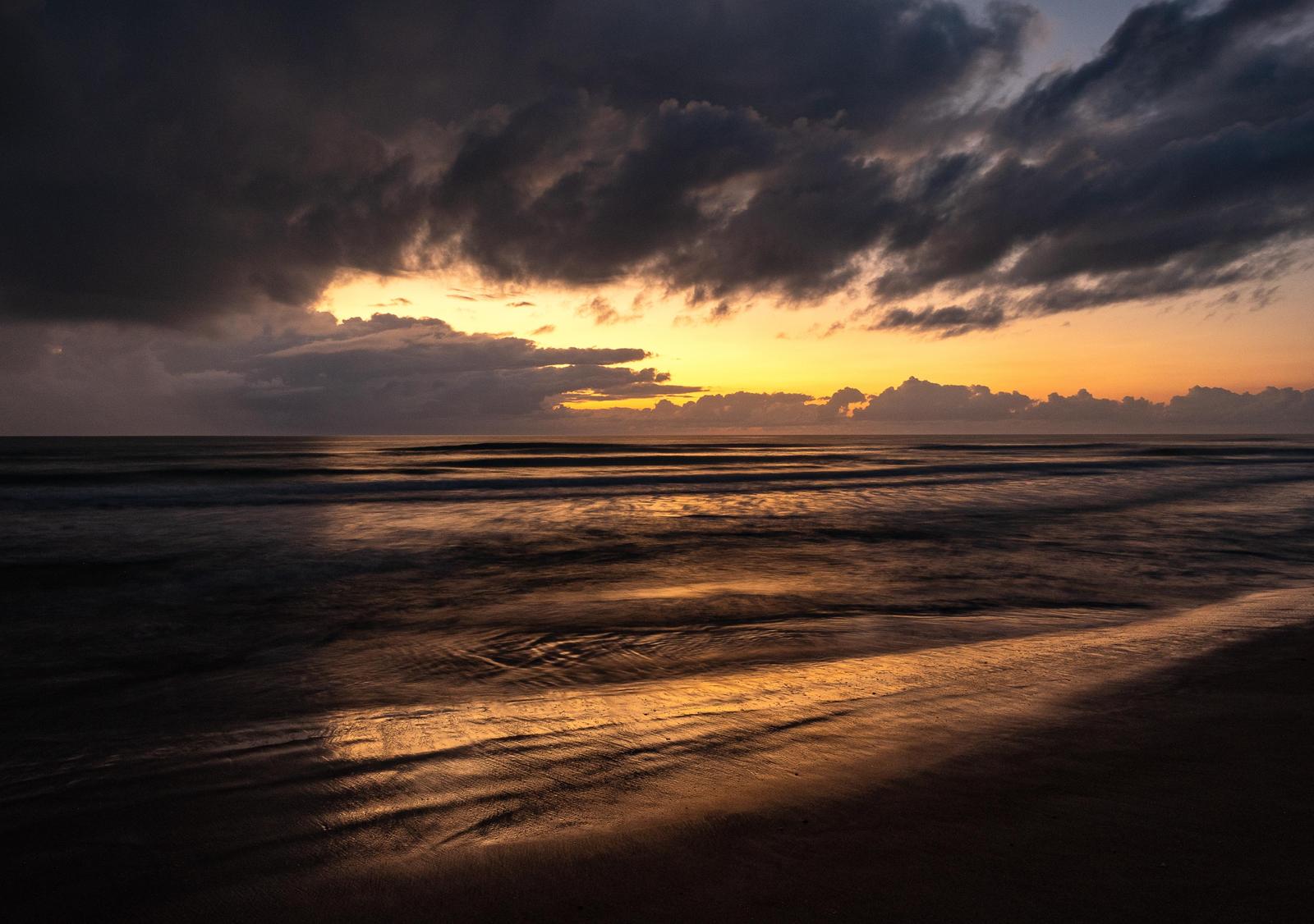 Dramatic Sunset Ocean Waves Wall Art