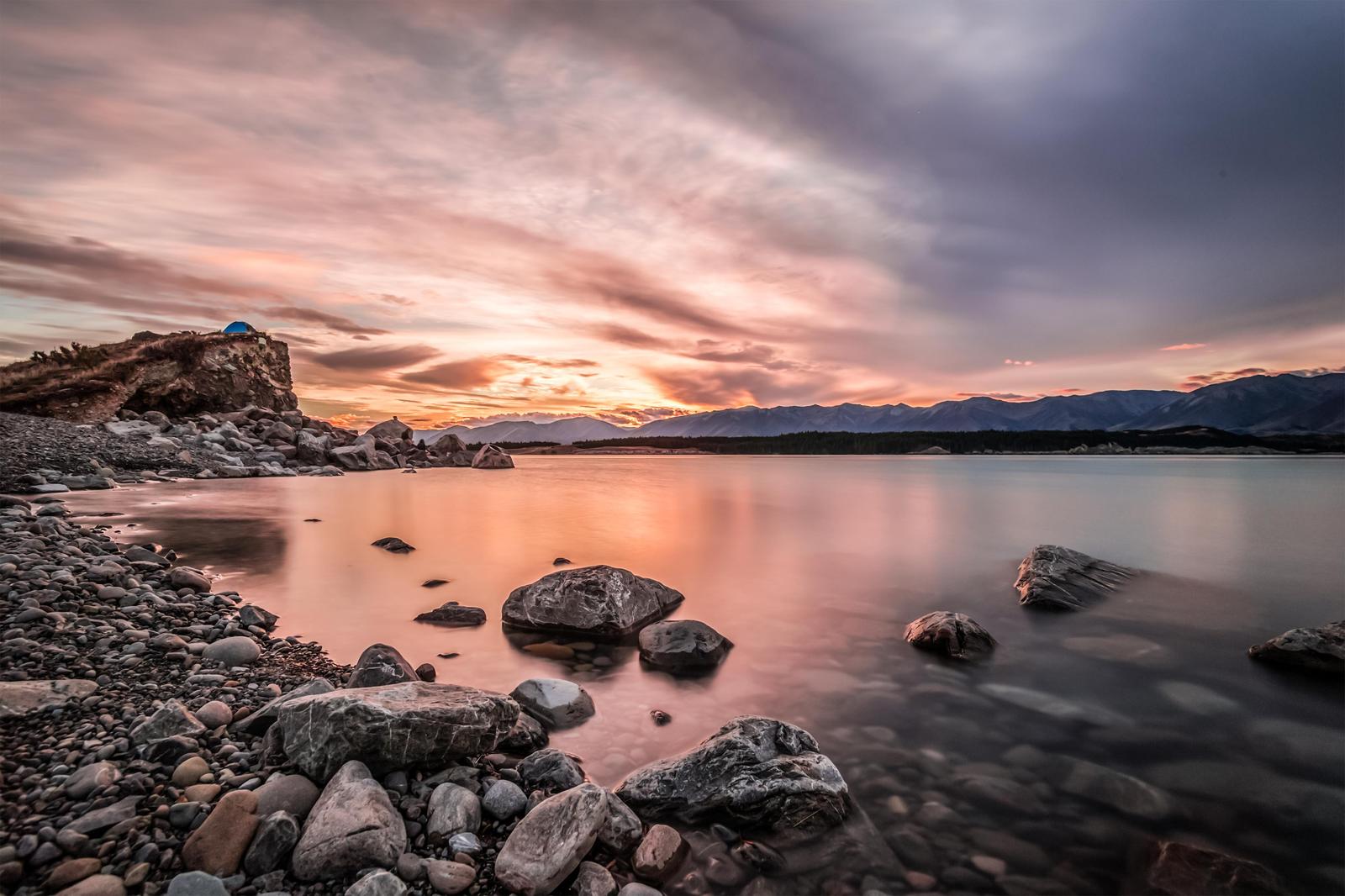 Serene Lakeside Sunset Landscape Wall Art