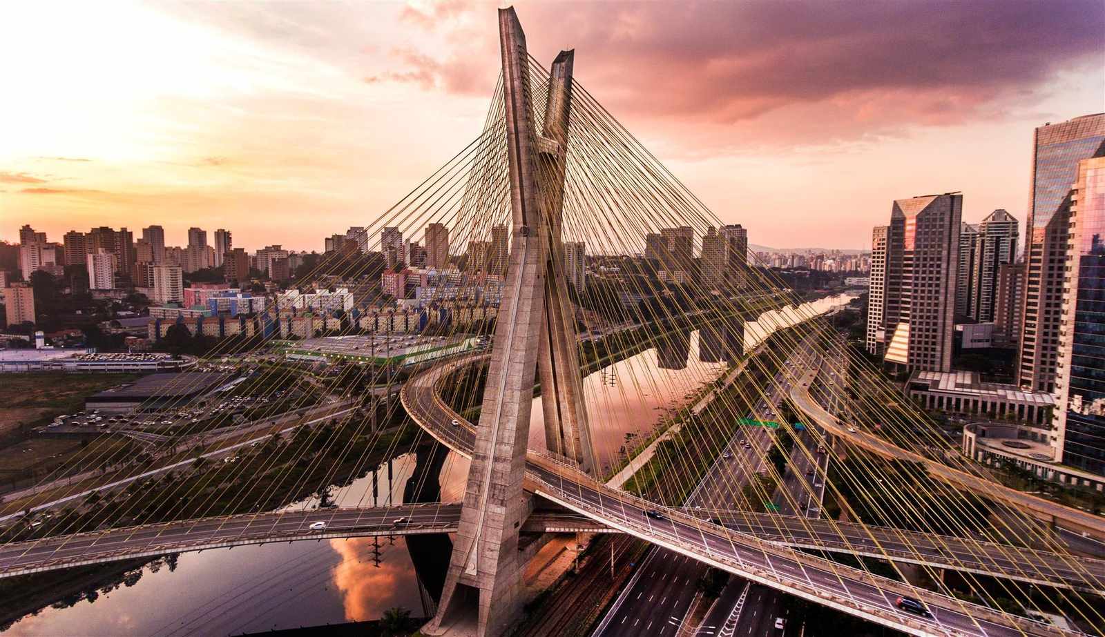 Modern Cityscape Cable Bridge Wall Art