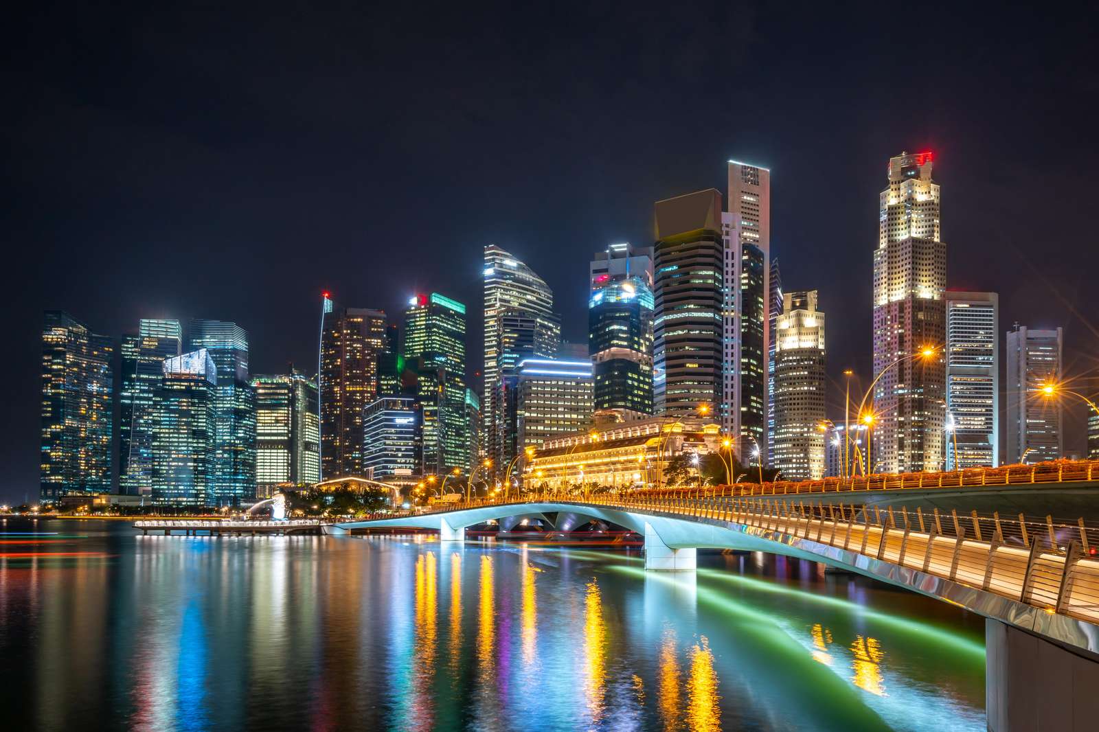 Modern City Skyline Night Singapore Wall Art
