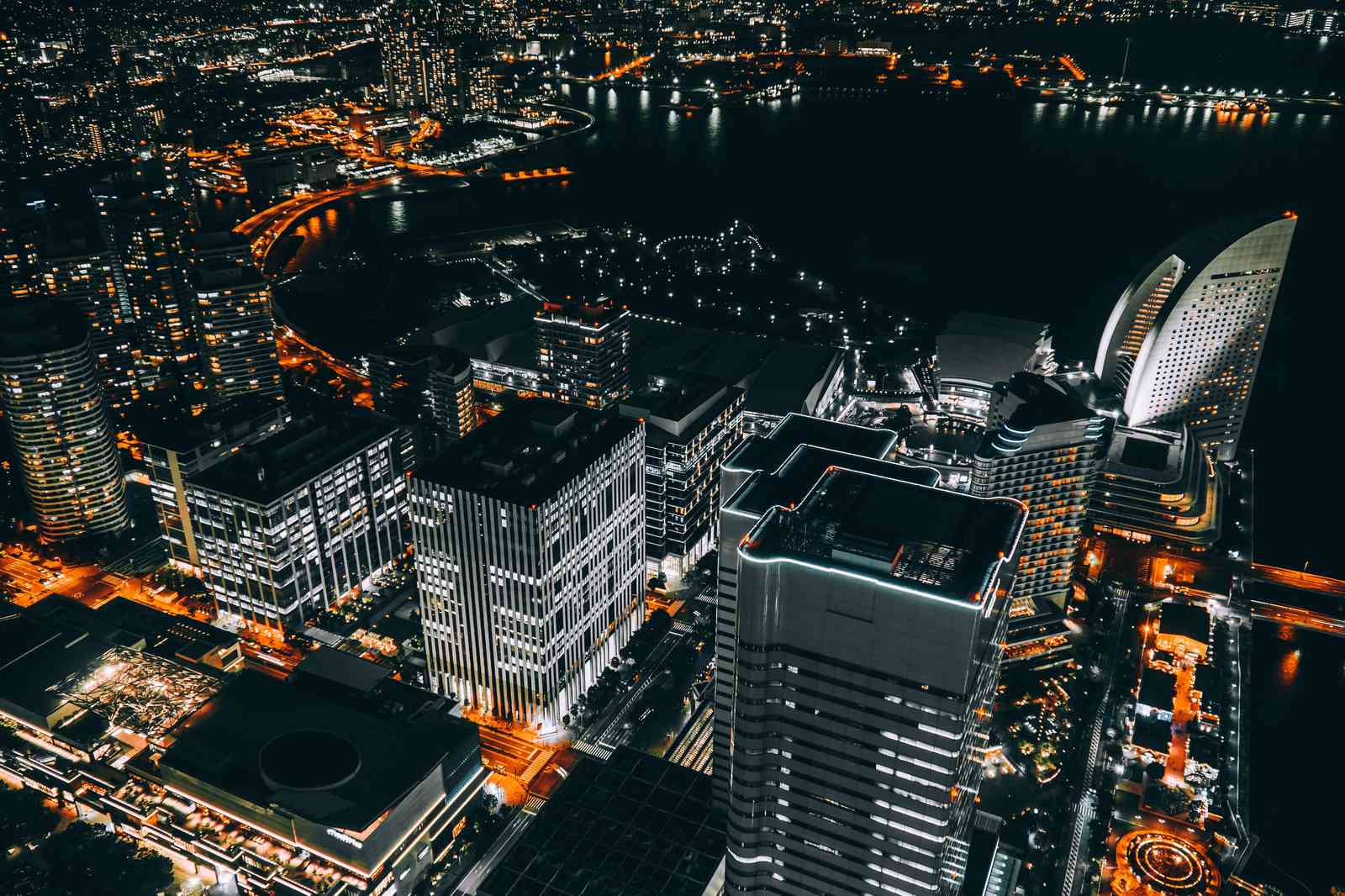 Modern Cityscape Night Aerial Wall Art