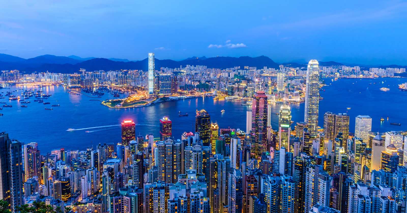 Hong Kong Skyline Twilight Wall Art