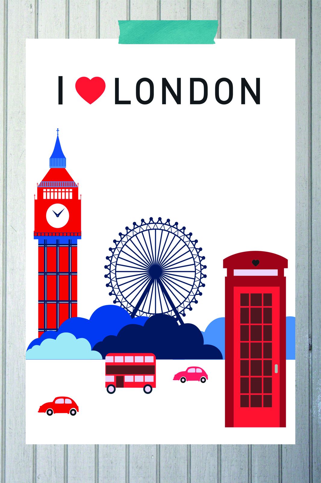 I Love London Iconic Landmarks Wall Art