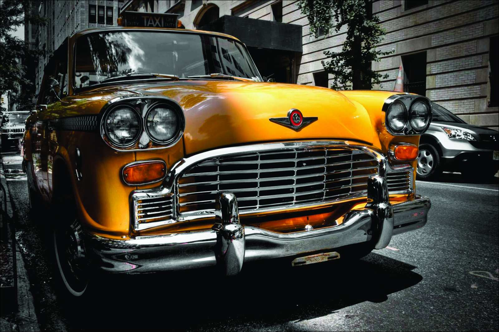 Iconic Yellow Taxi Retro Car Wall Art