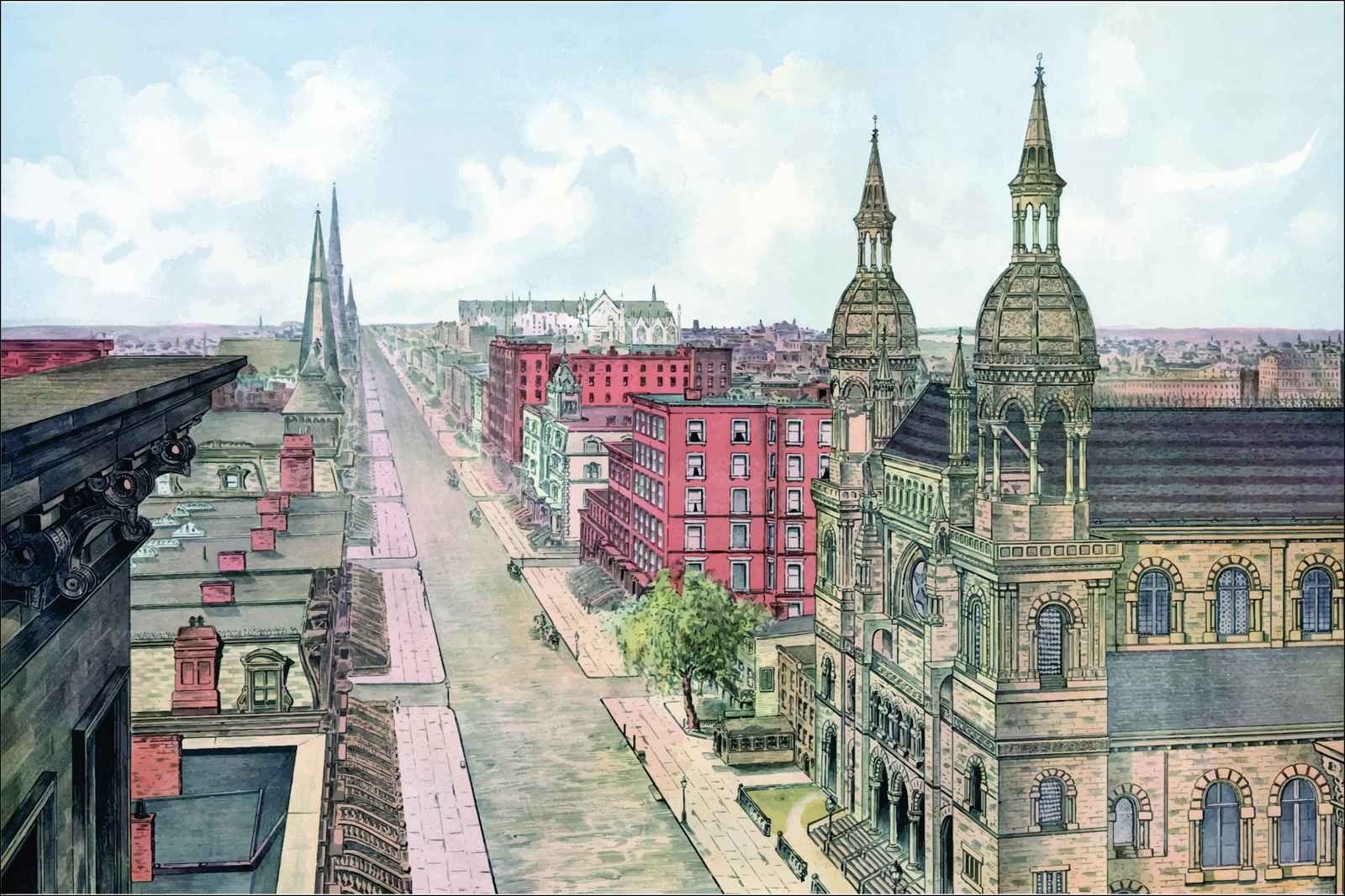 Vintage Cityscape Street Scene Wall Art