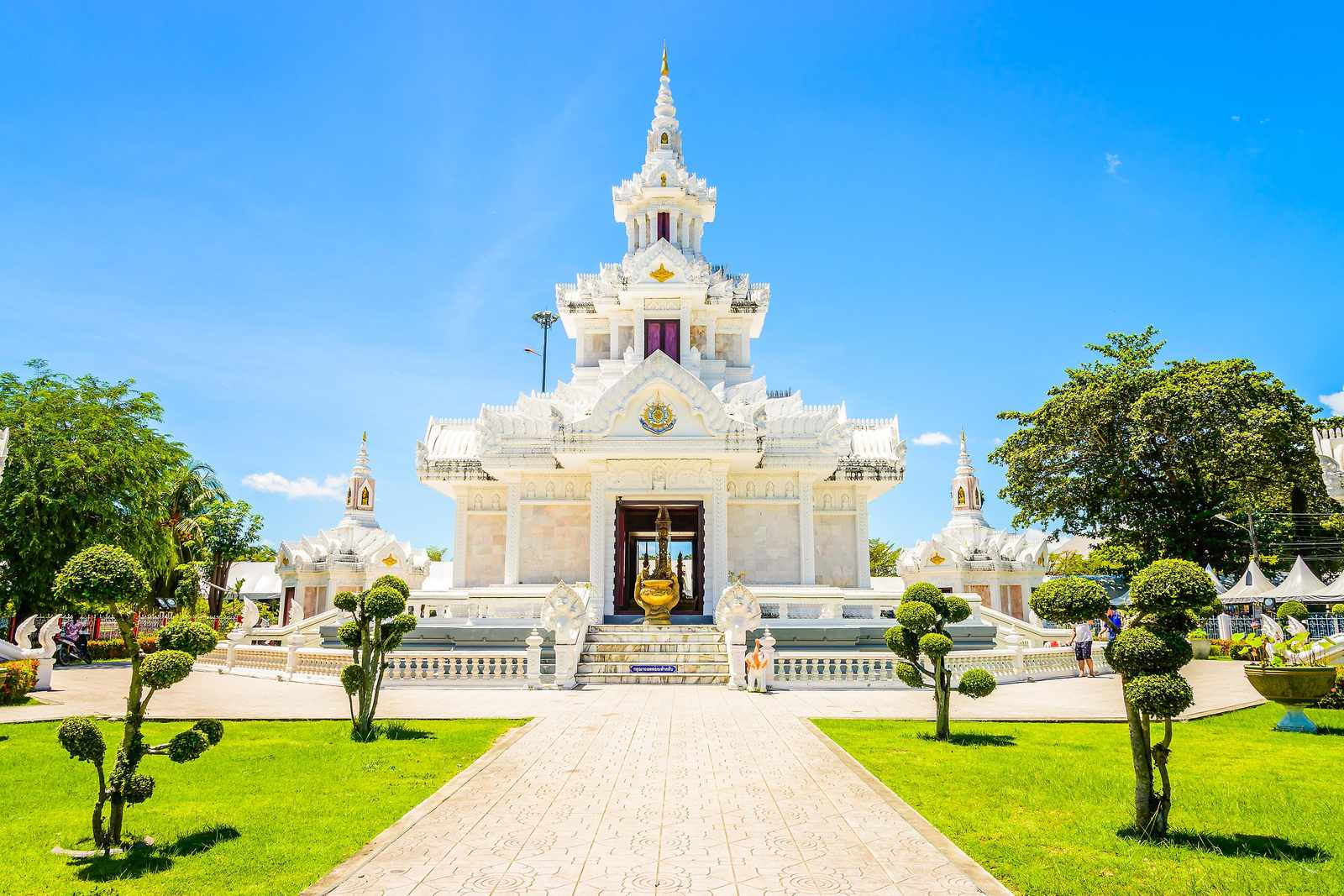 Serene White Temple Landscape Wall Art