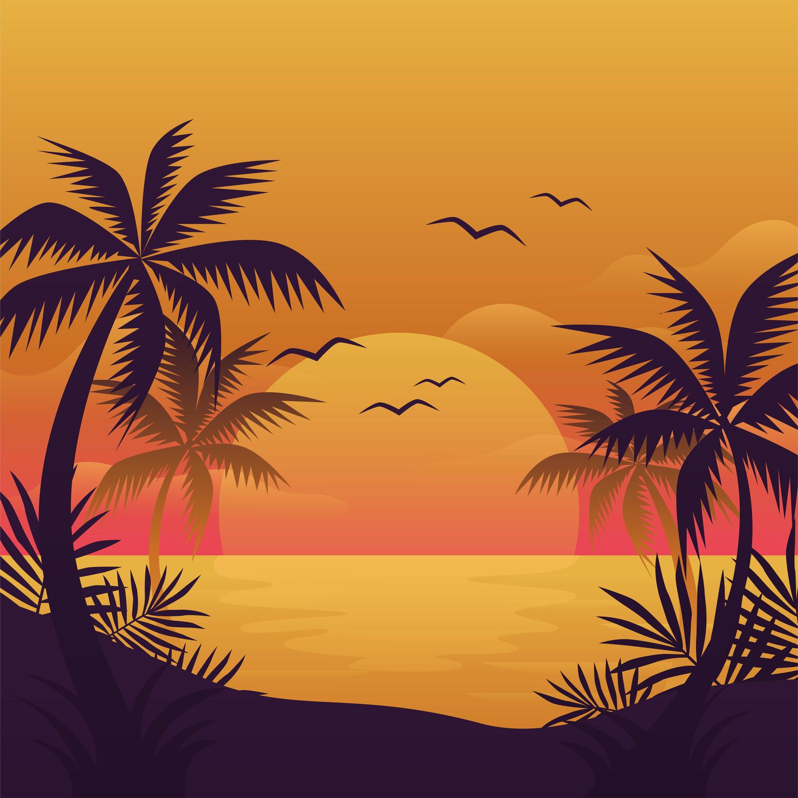 Sunset Palms Serenity Wall Art