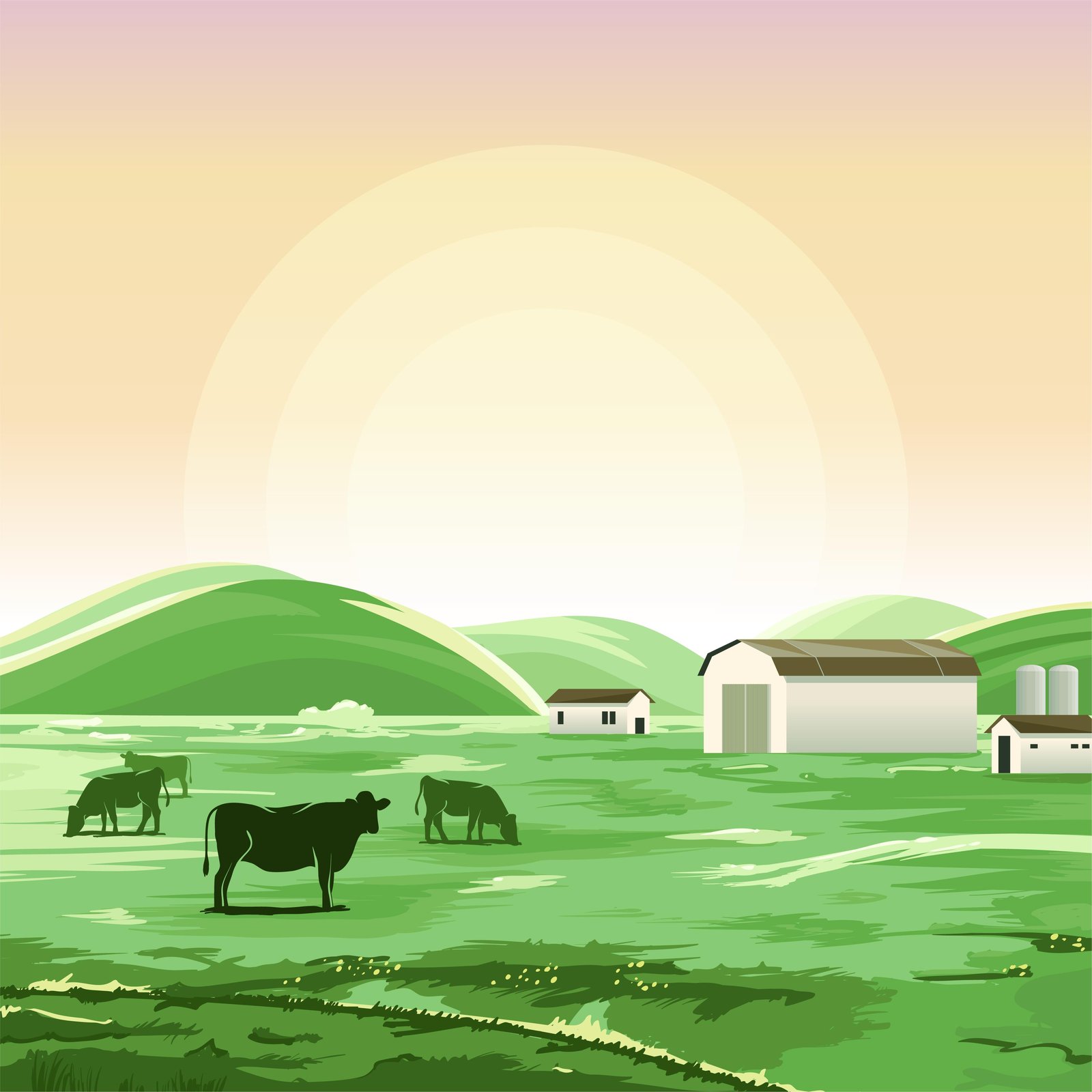 Serene Farm Landscape Wall Art