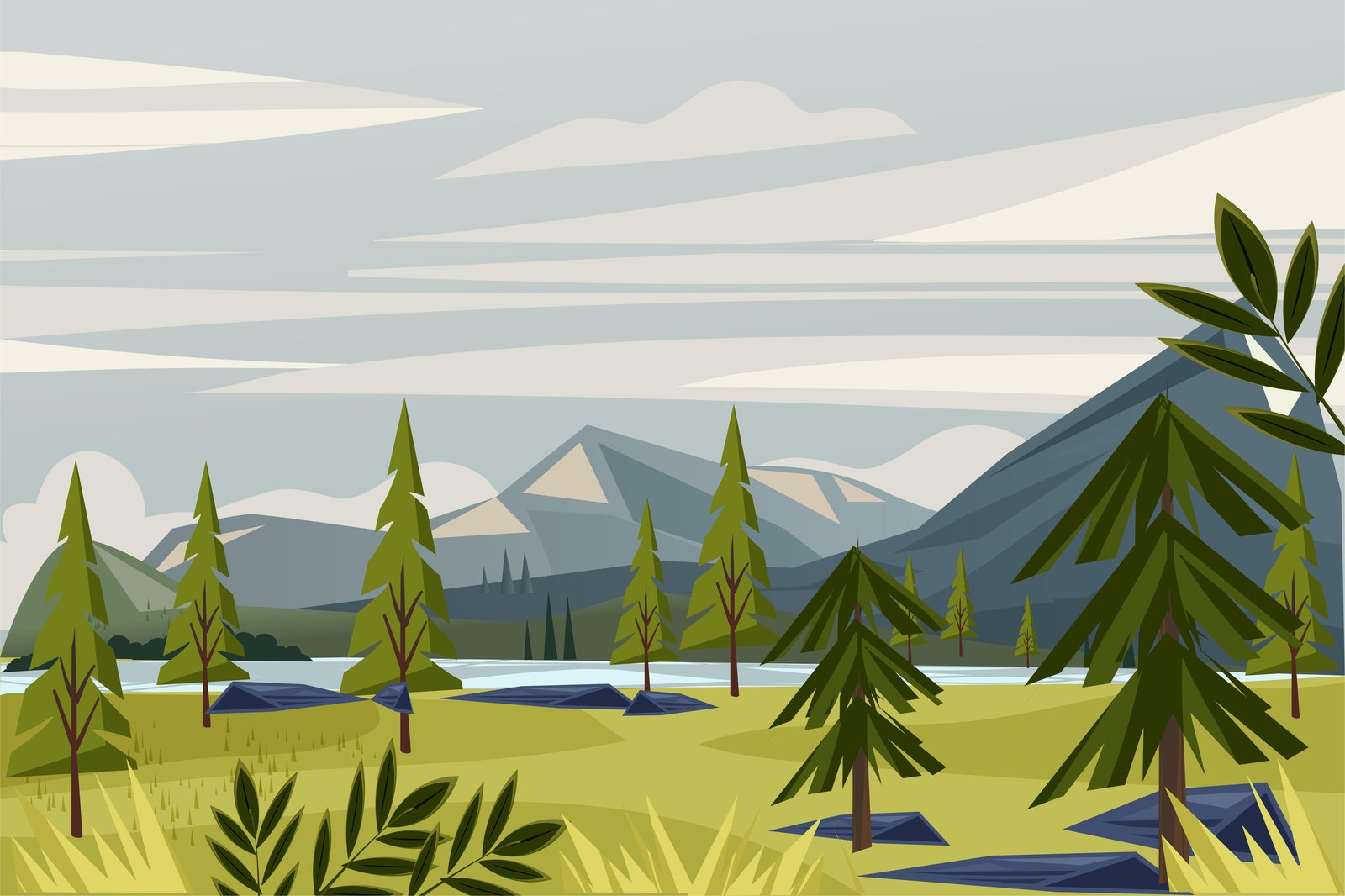 Serene Mountain Lake Landscape Wall Art