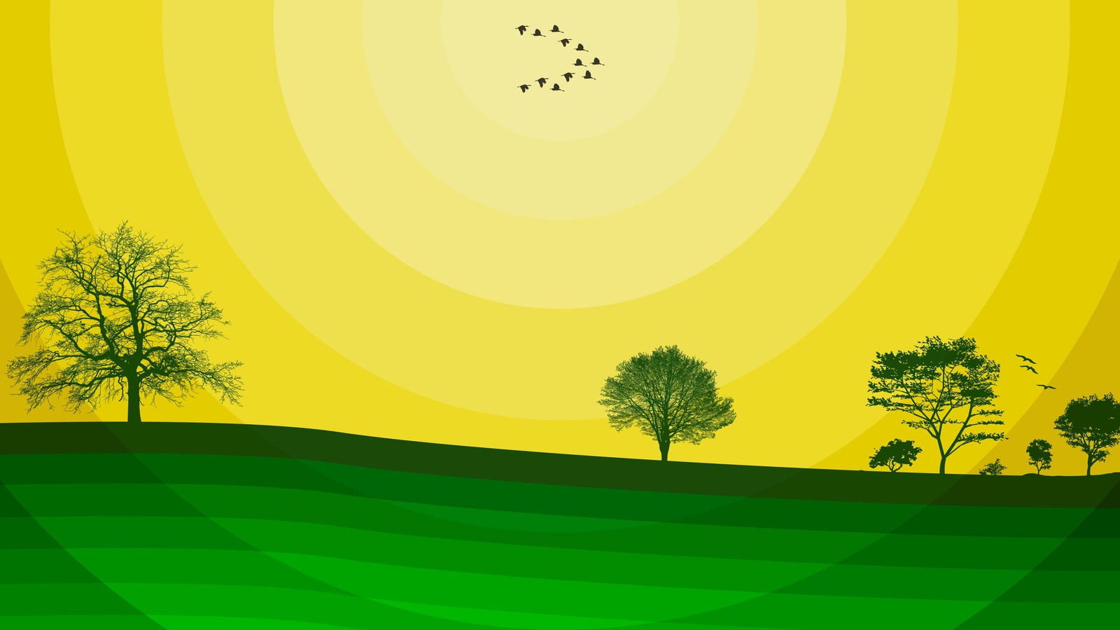 Vibrant Sunrise Tree & Bird Wall Art