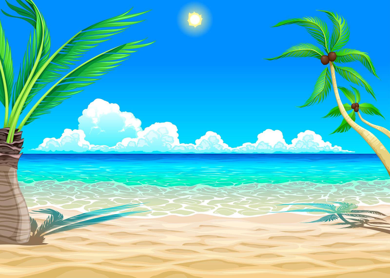 Tropical Beach Paradise Palm Trees Wall Art