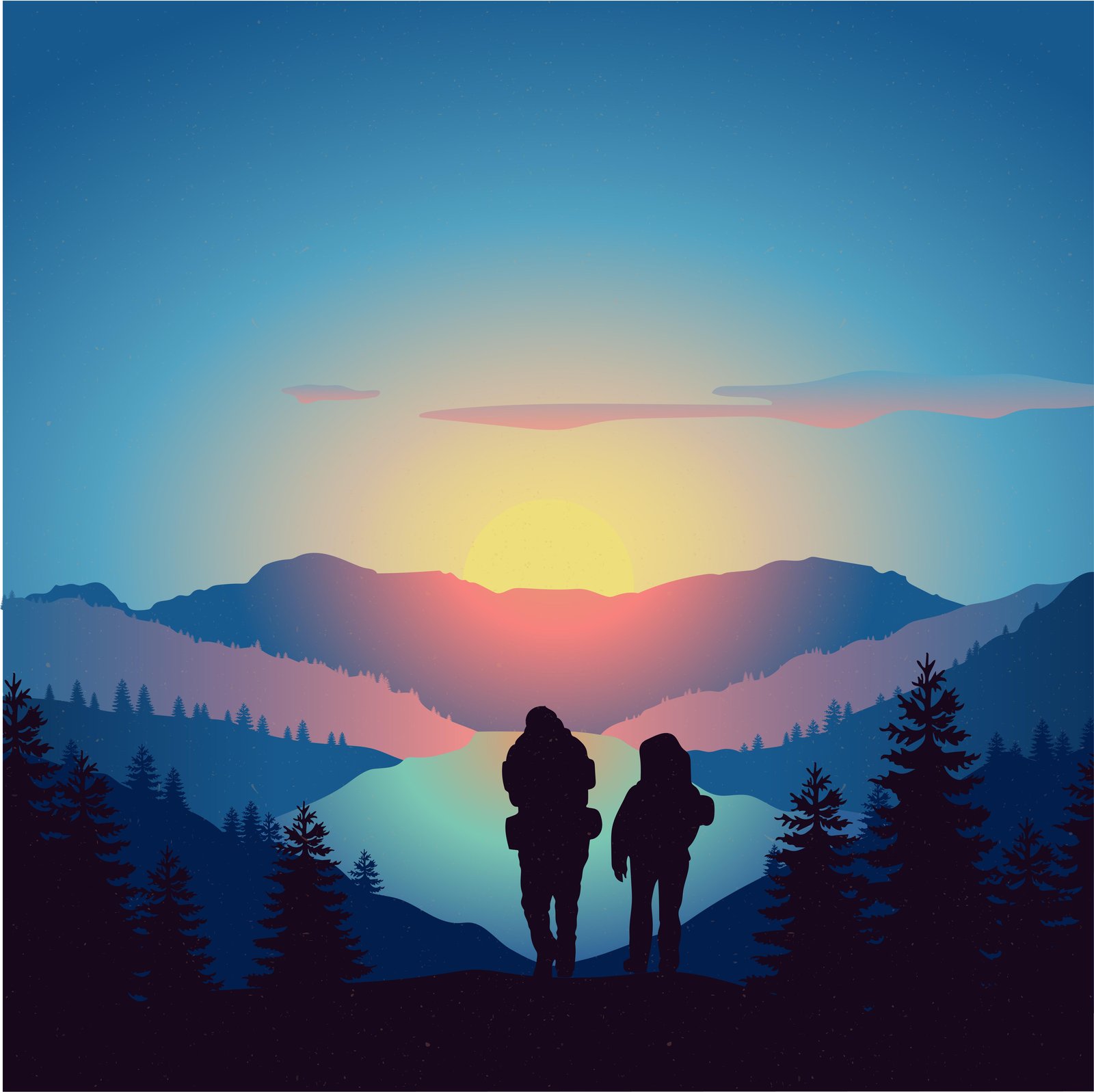 Adventure Sunset Mountain Lake Wall Art