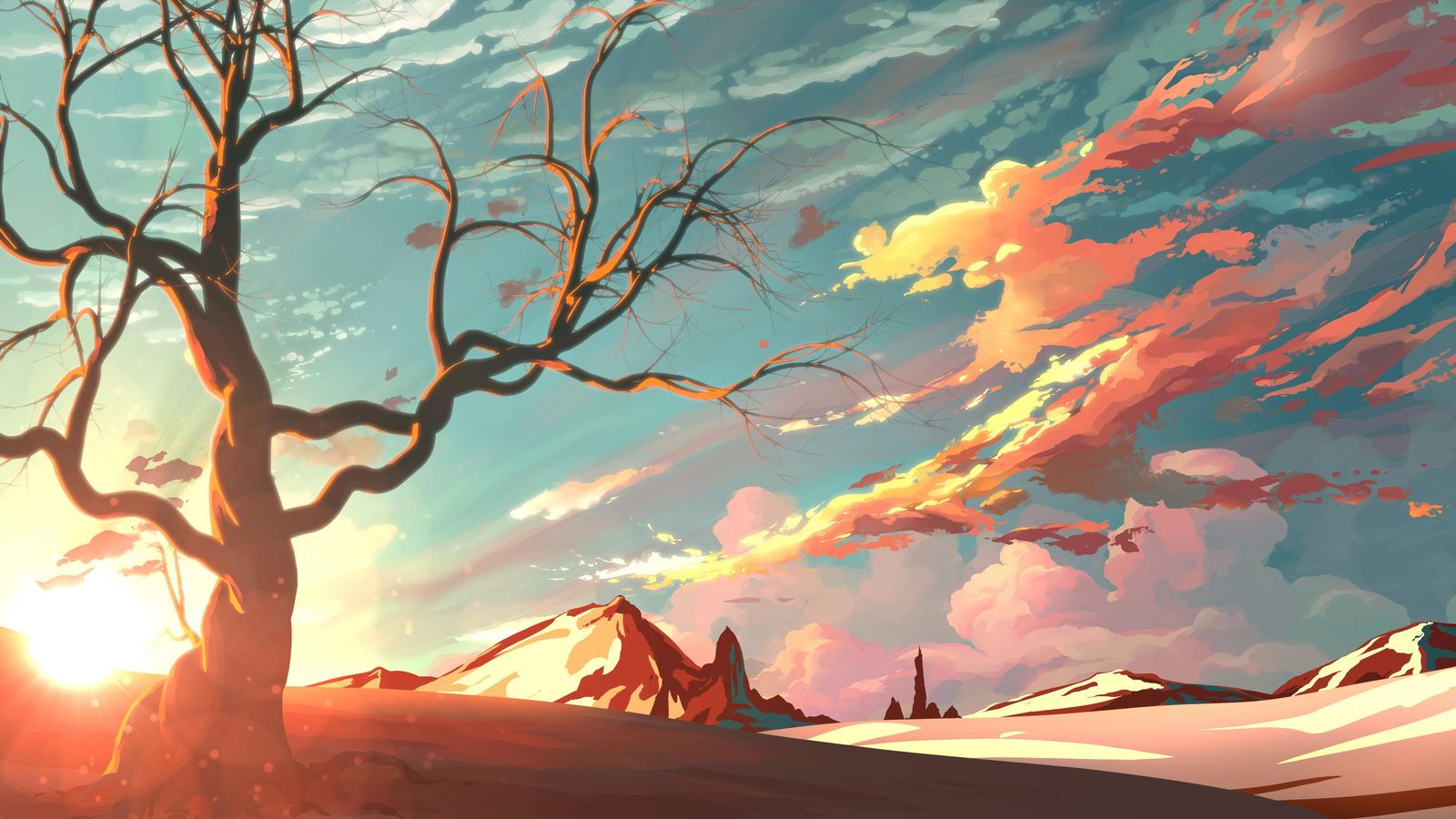 Majestic Sunset Tree Wall Art