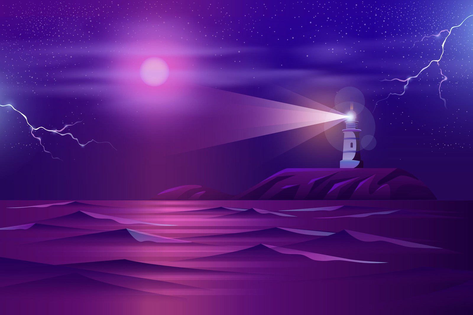 Mystic Lighthouse Storm Wall Art
