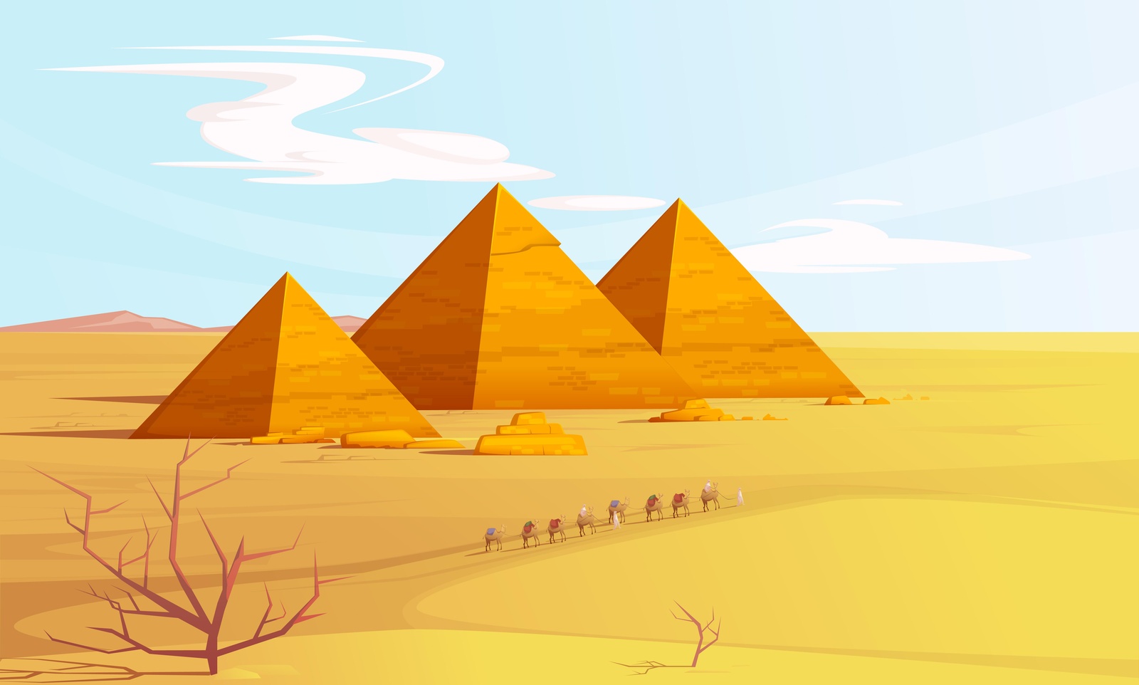 Egyptian Pyramids Camel Caravan Wall Art