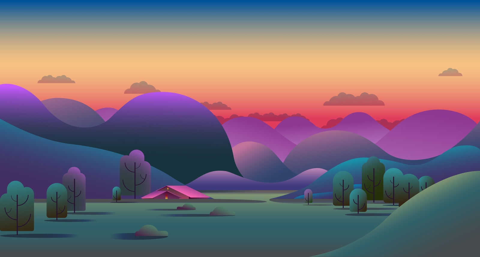 Vibrant Sunset Landscape Wall Art
