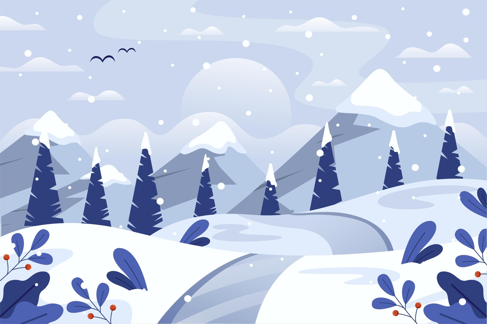 Serene Winter Mountain Landscape Wall Art