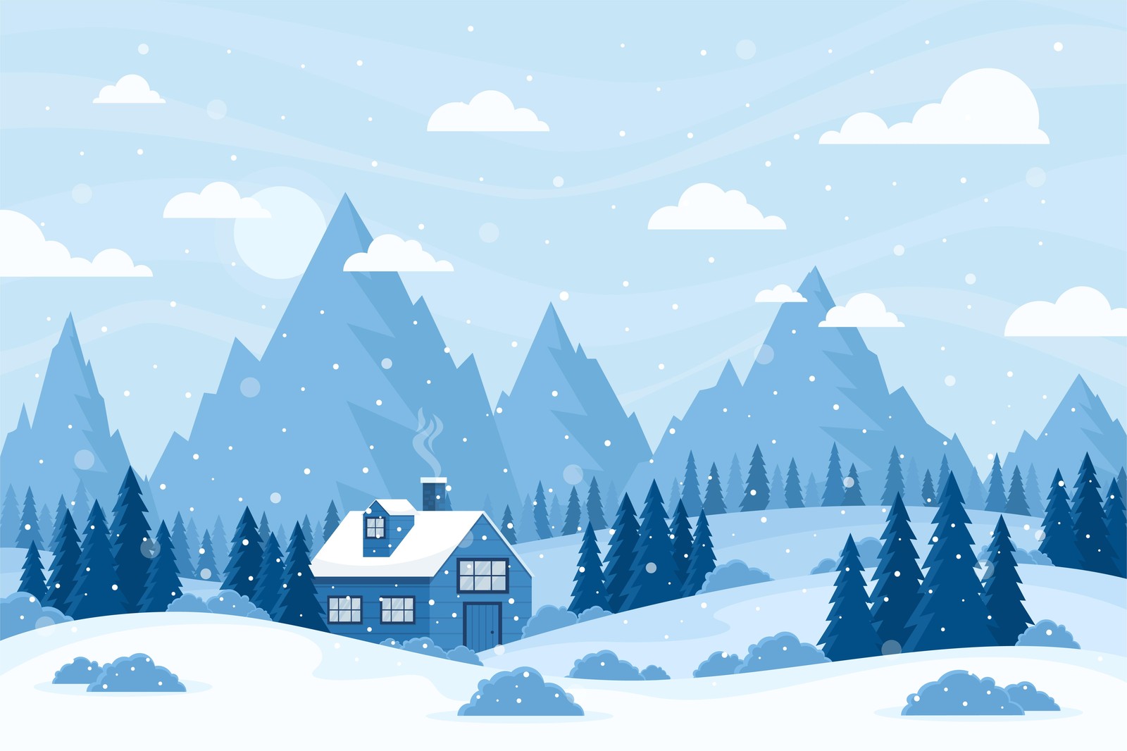 Cozy Winter Cabin Snow Landscape Wall Art