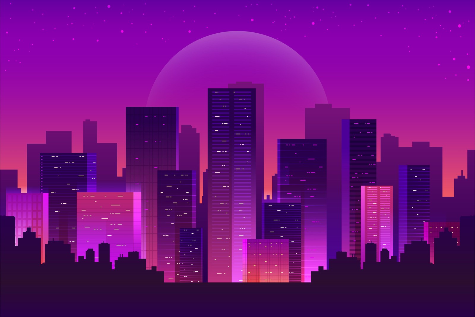 Retro Cityscape Neon Dreams Wall Art