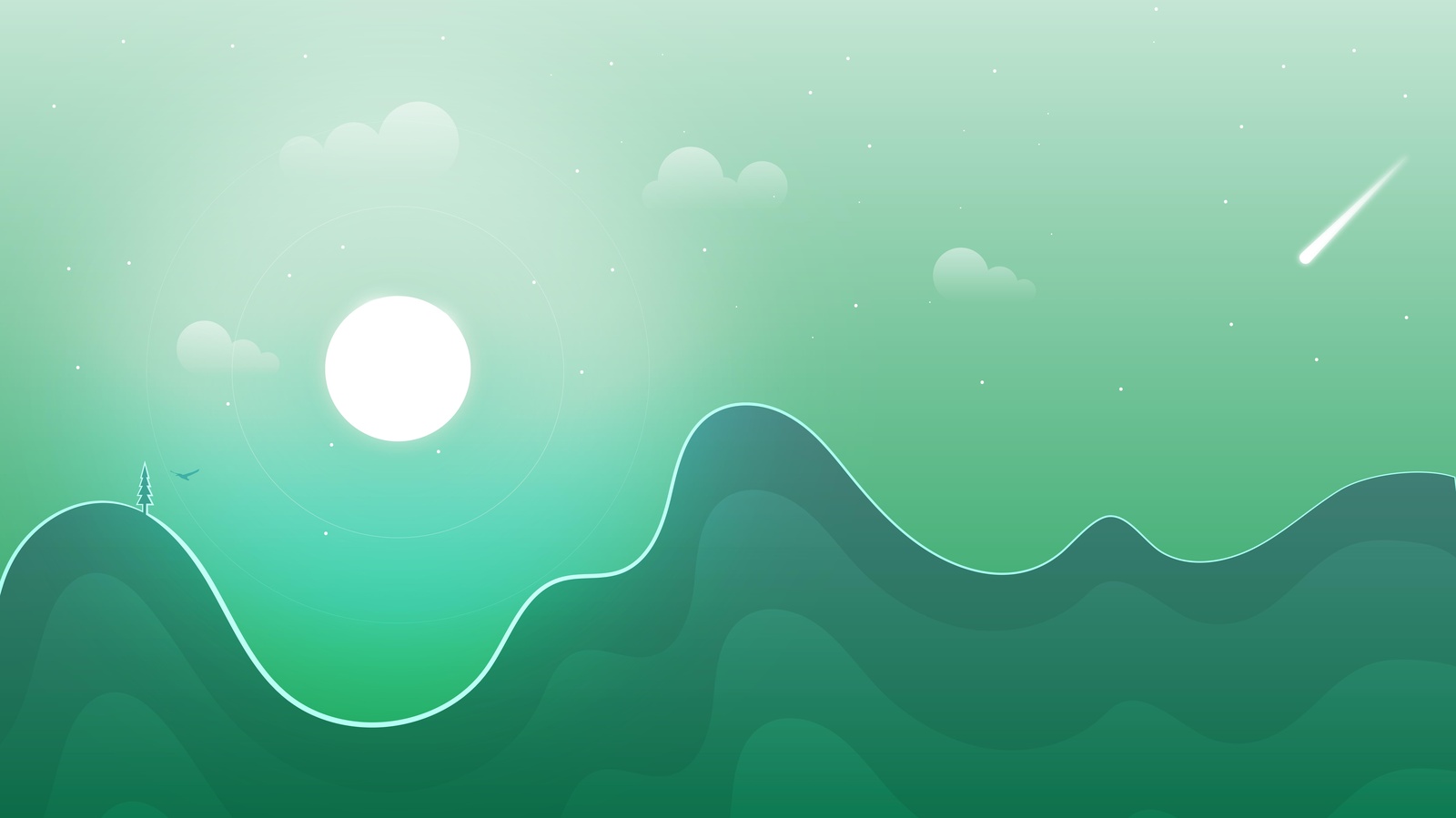 Serene Green Mountain Landscape Wall Art
