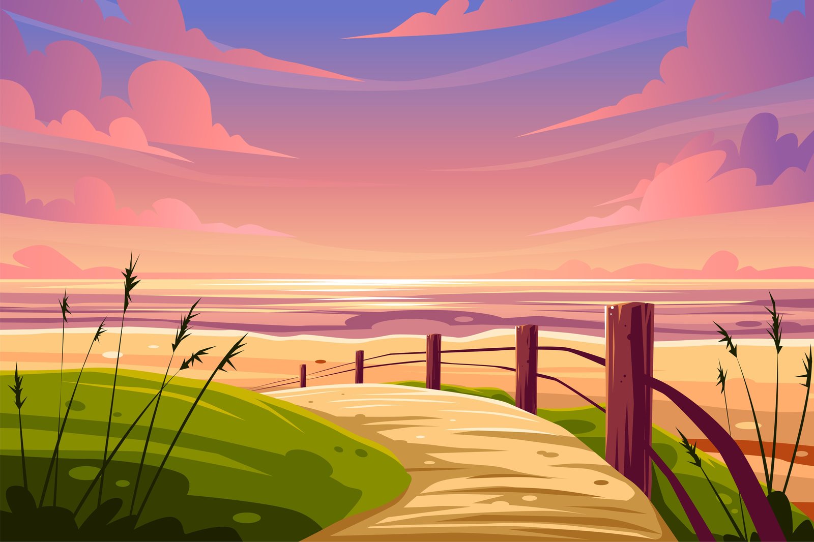 Sunset Beach Path Serenity Wall Art