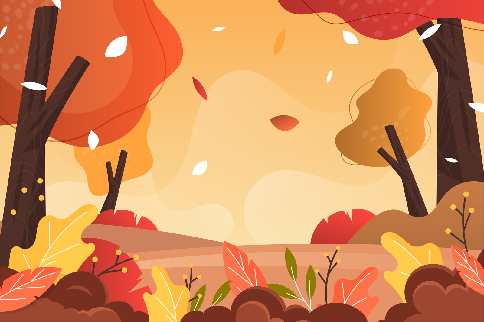 Autumn Landscape Flat Illustration Wall Art
