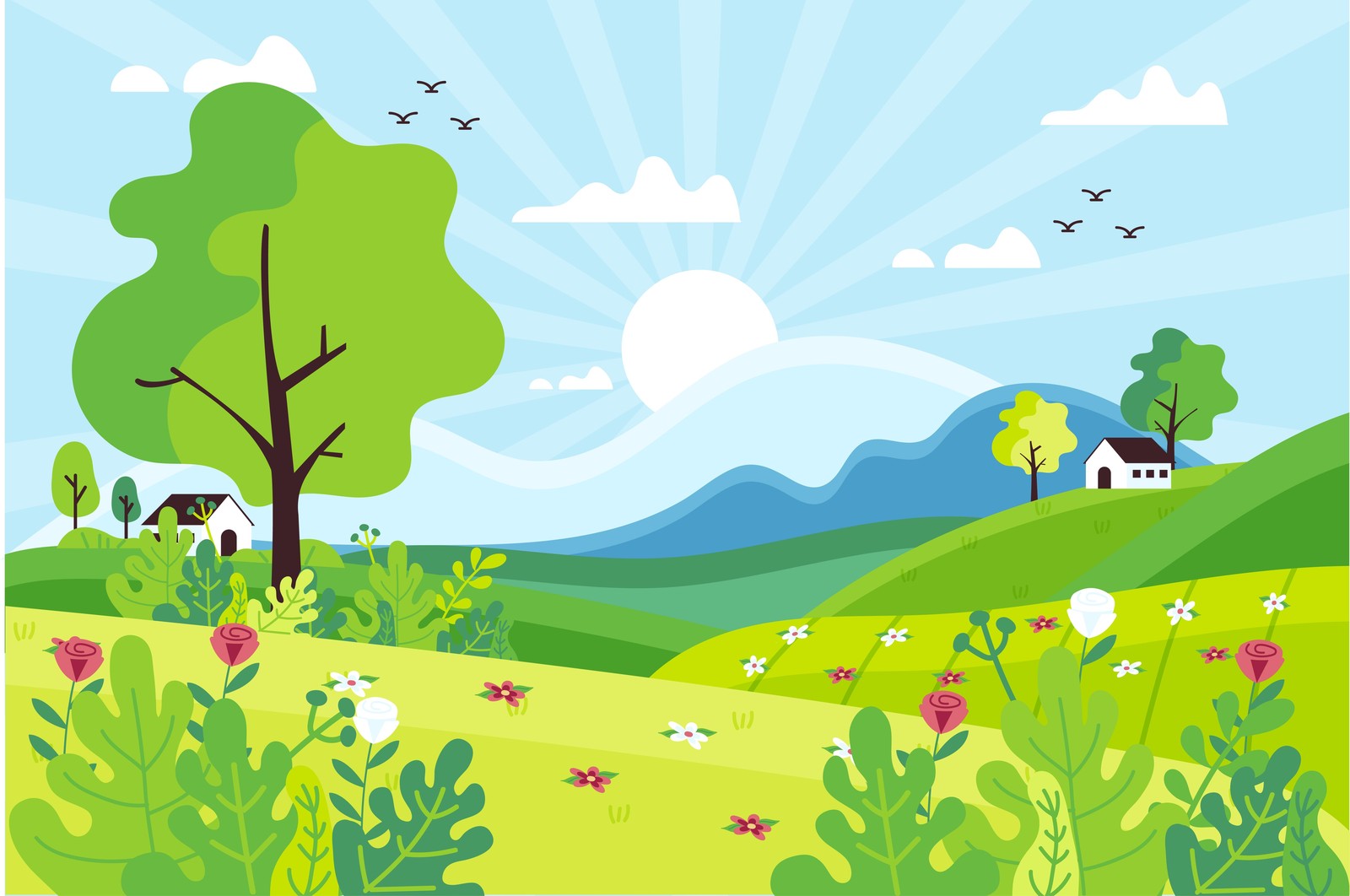 Serene Meadow Landscape Wall Art