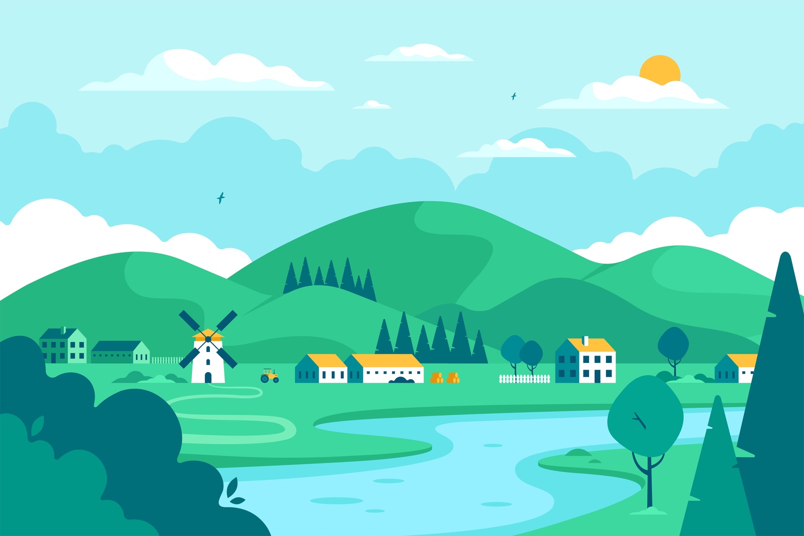 Tranquil Countryside Landscape Wall Art
