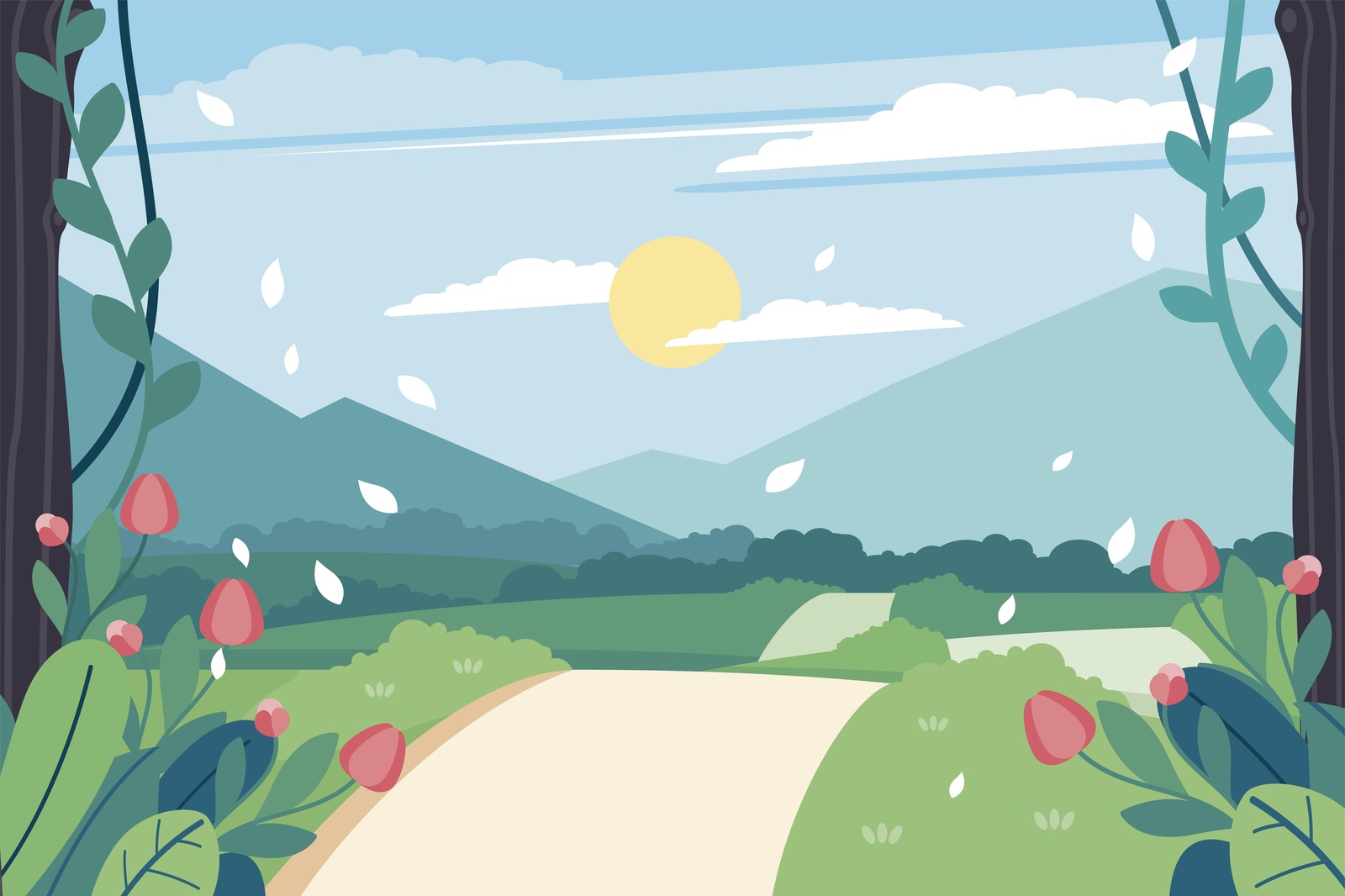 Serene Country Road Landscape Wall Art