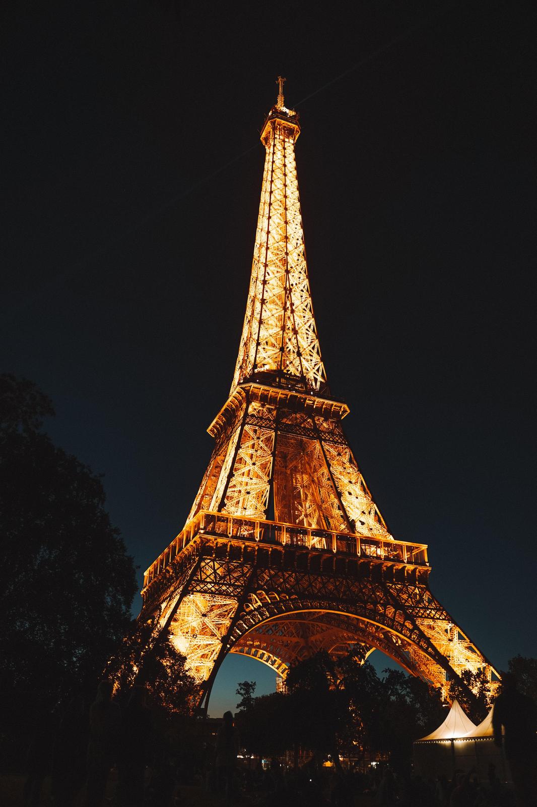 Eiffel Tower Golden Glow Paris at Night Wall Art