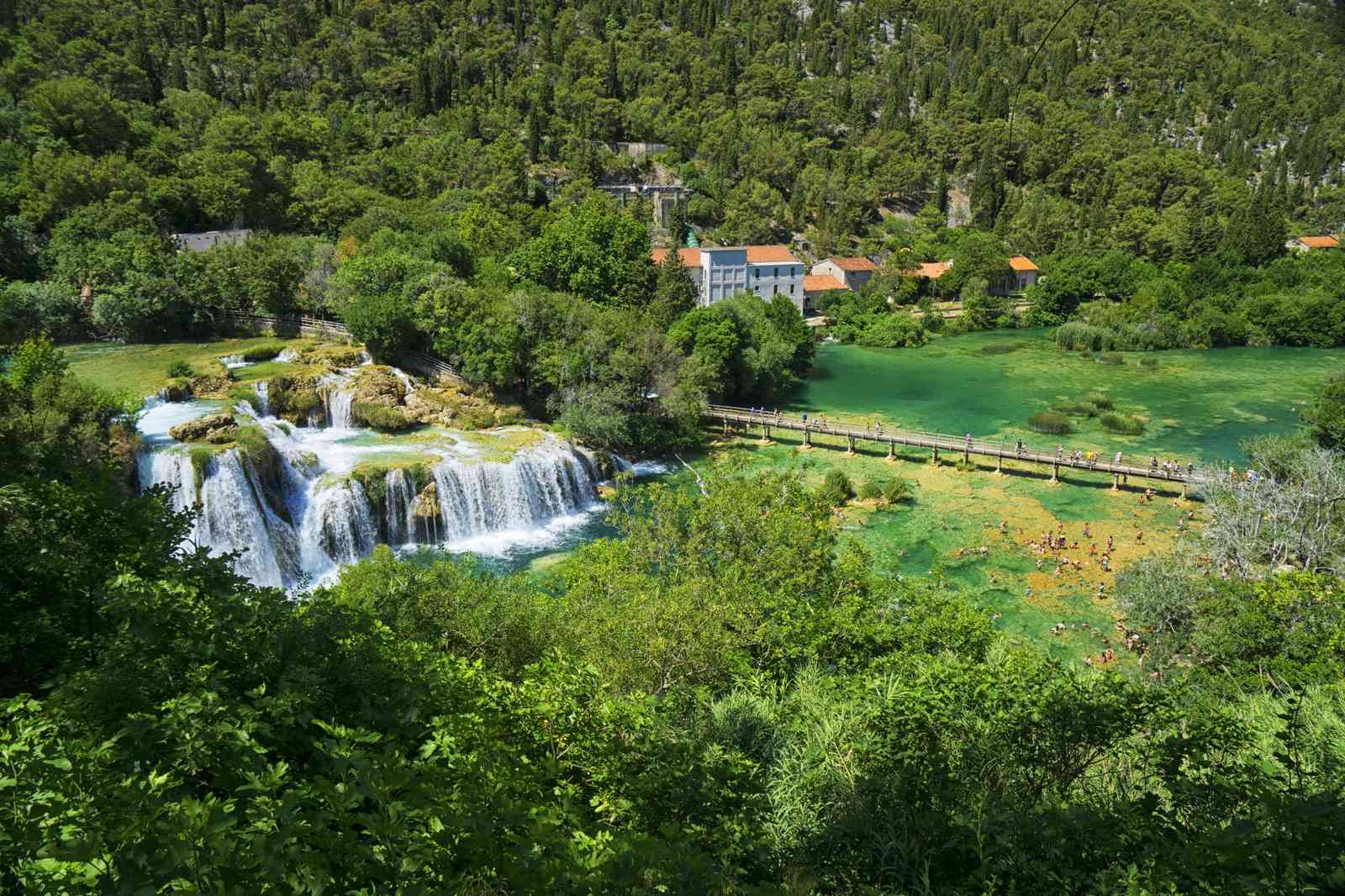 Serene Waterfall & Emerald Lake Wall Art