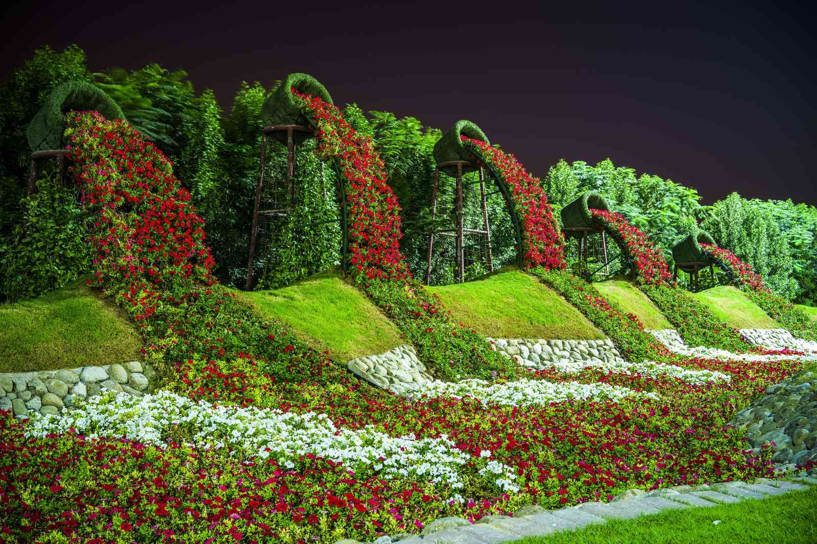 Cascading Flowers Garden Waterfall Wall Art