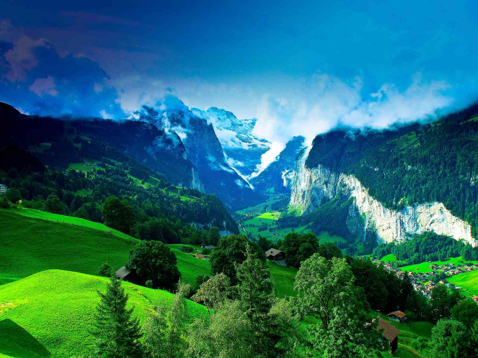 Serene Alpine Valley Landscape Wall Art