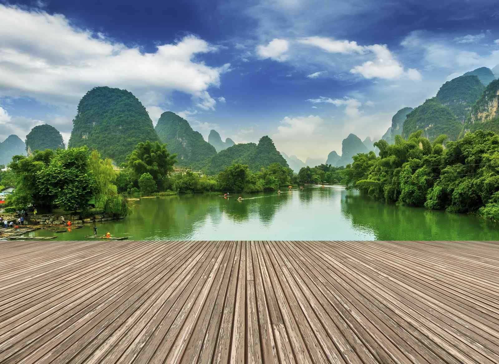 Serene River Landscape Bamboo Forest Wall Art