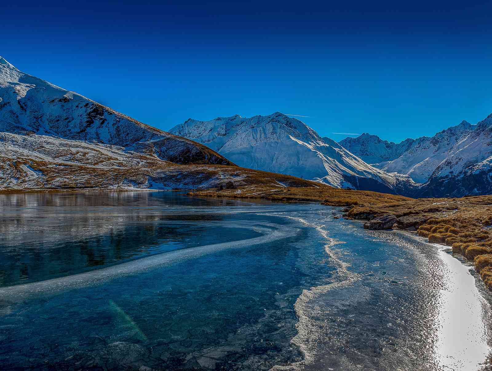 Serene Mountain Lake Ice Landscape Wall Art