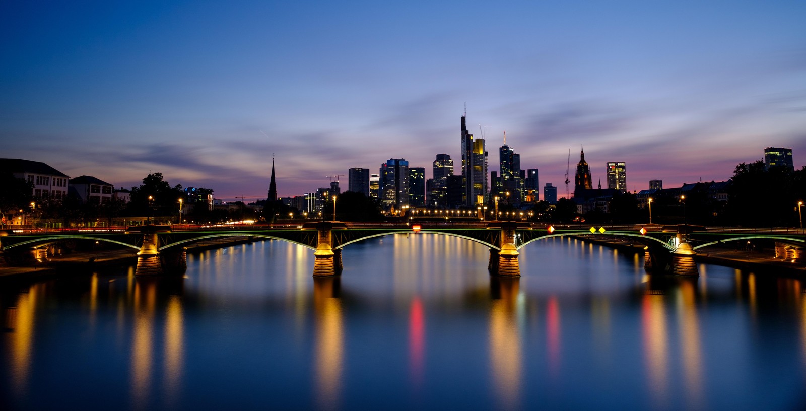 Frankfurt Skyline Cityscape Bridge Wall Art