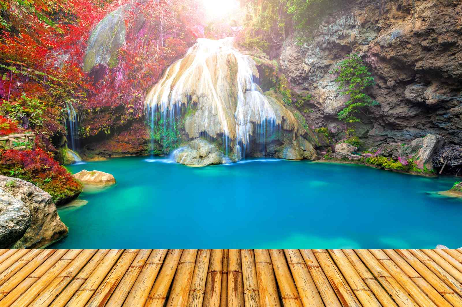 Tranquil Waterfall & Blue Lagoon Wall Art