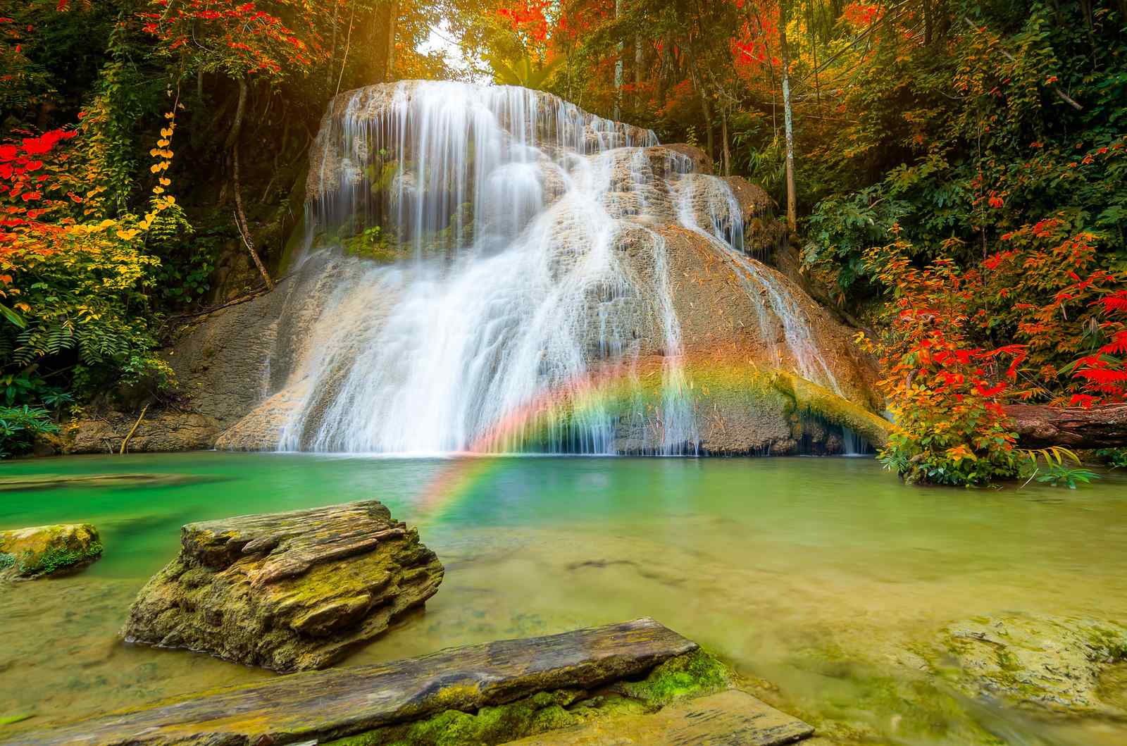 Enchanting Waterfall Rainbow Wall Art