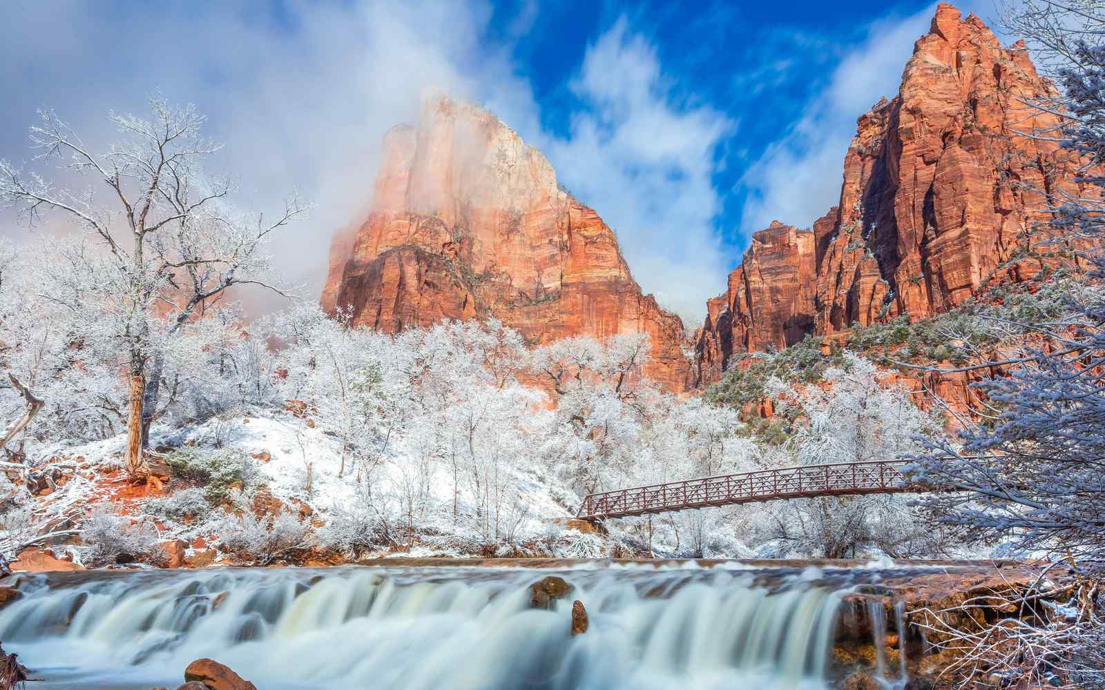 Zion National Park Winter Waterfall Wall Art