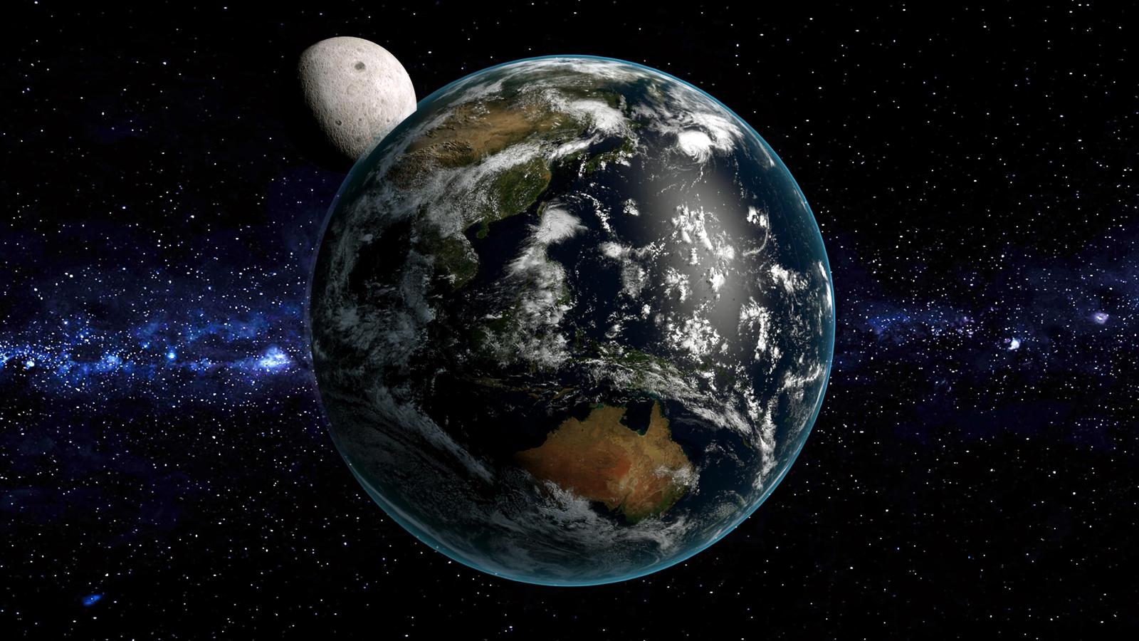 Earth and Moon Space View Wall Art