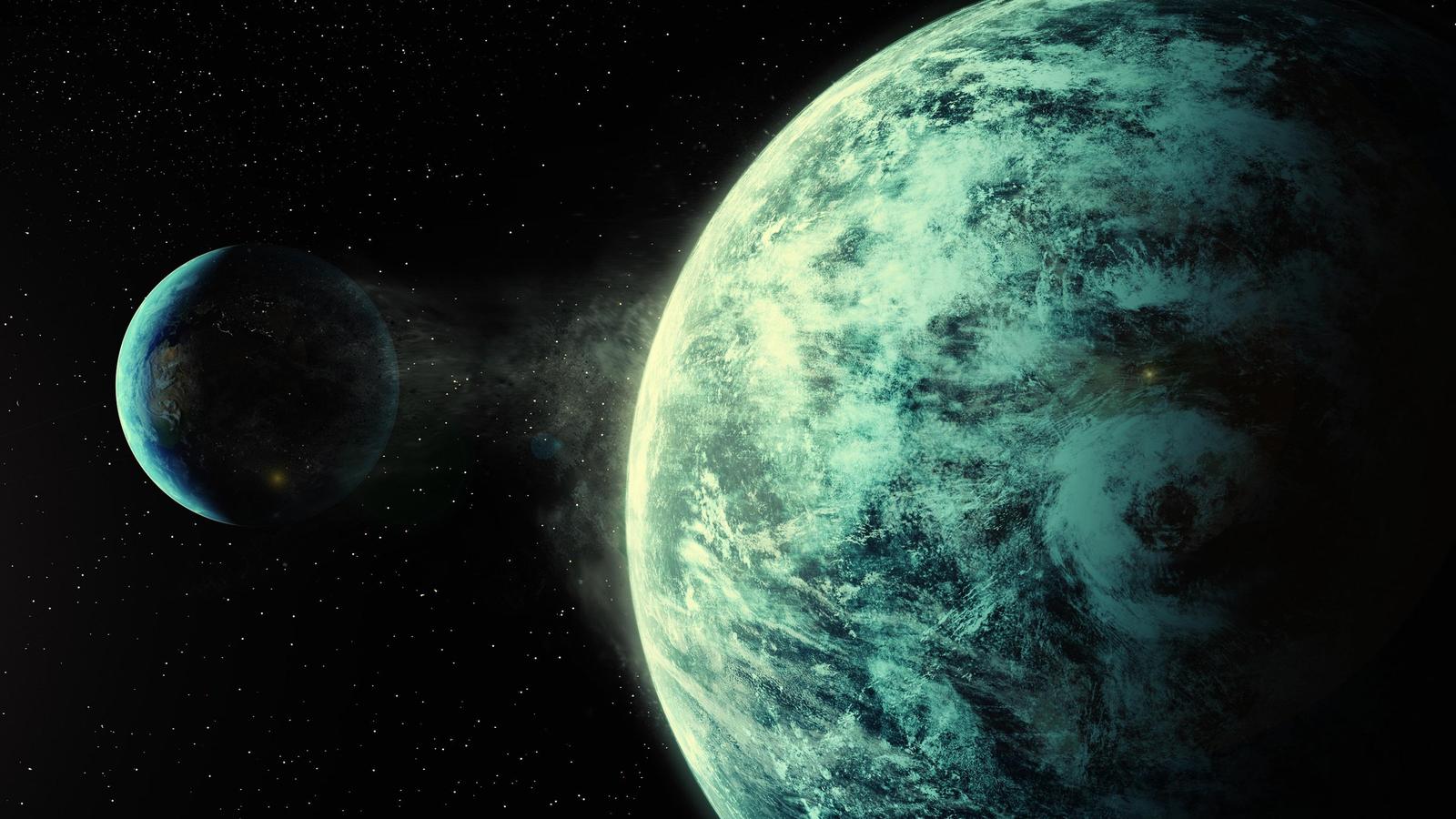 Mystic Teal Nebula & Planets Wall Art