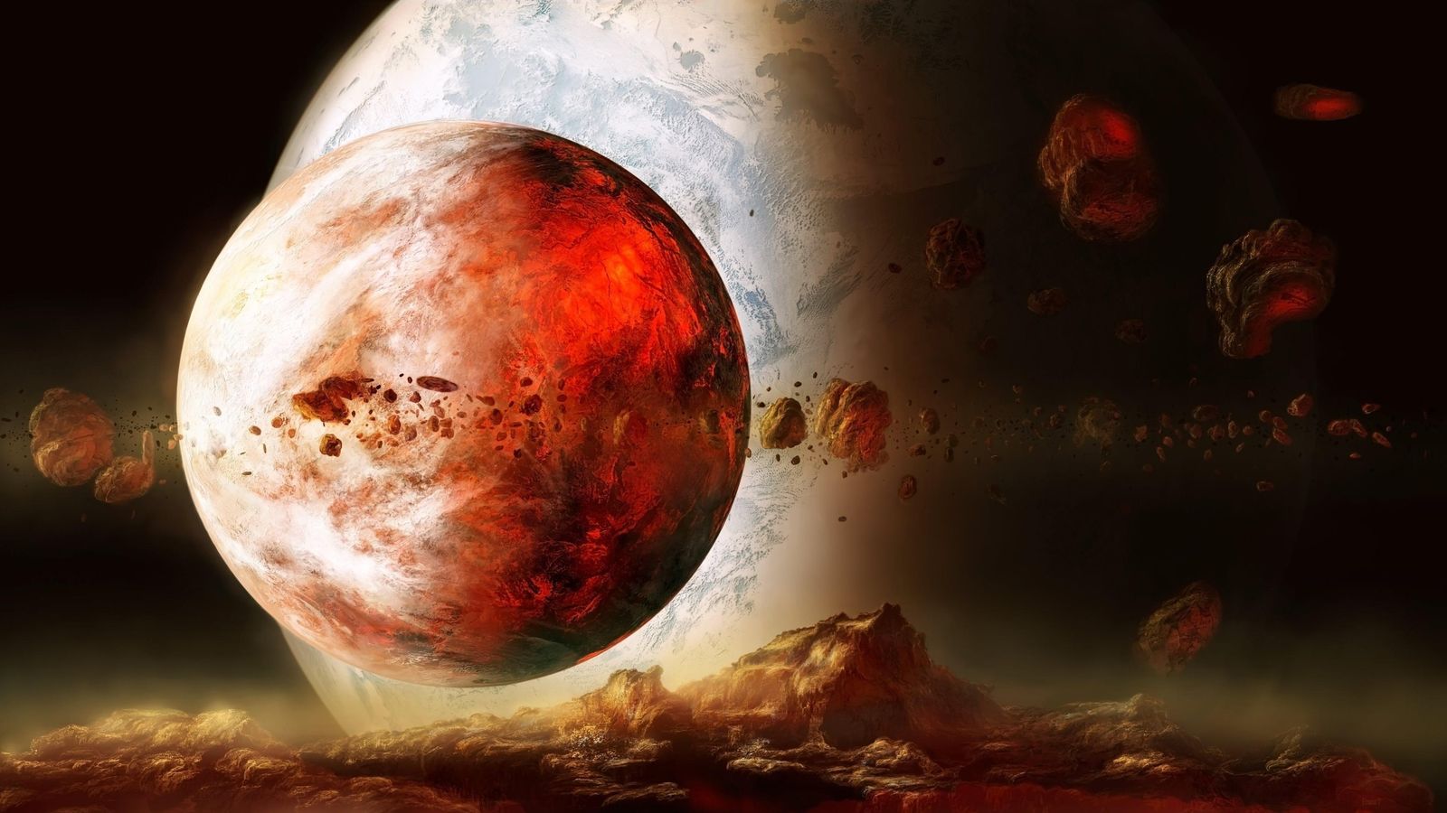 Fiery Exoplanet & Nebula Wall Art