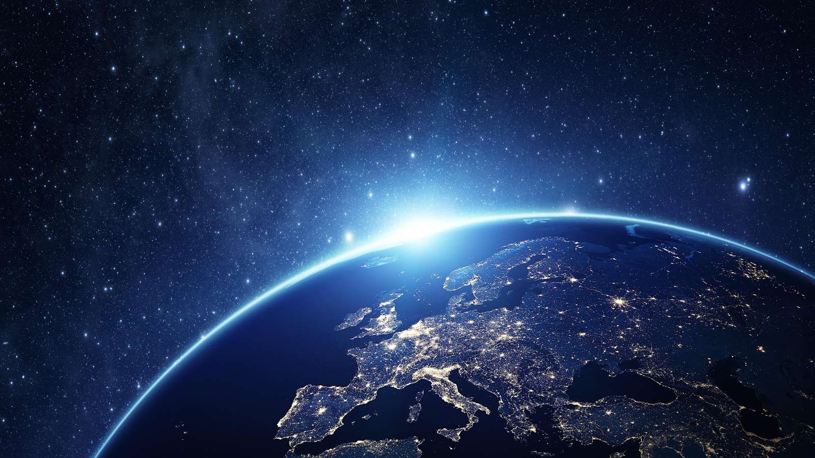 Earth From Space Europe Night Wall Art