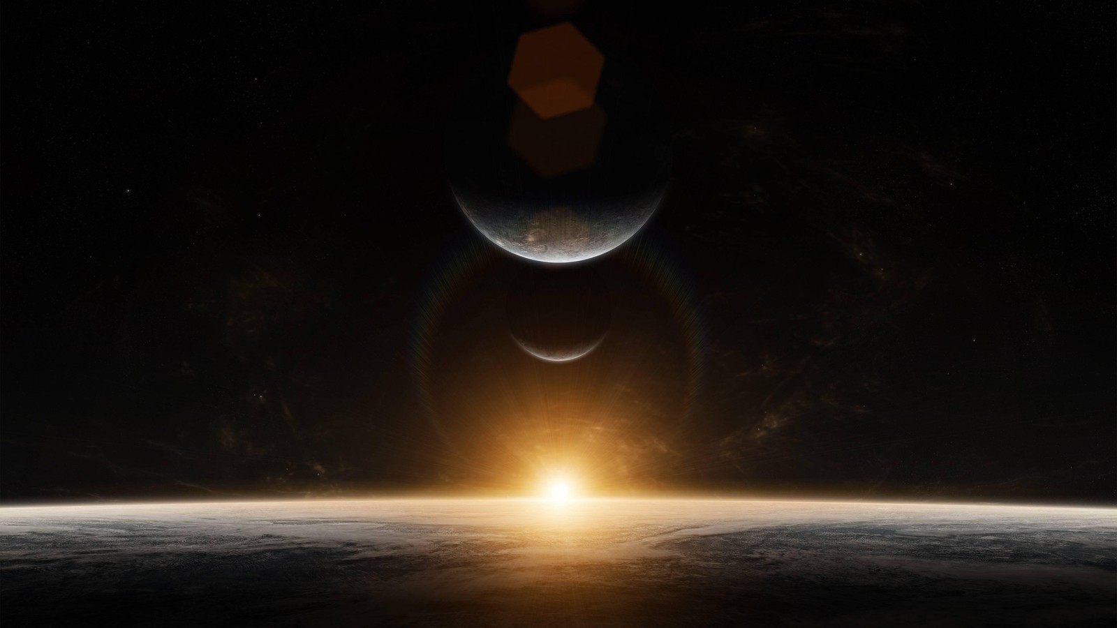 Cosmic Sunrise Over Planetscape Wall Art