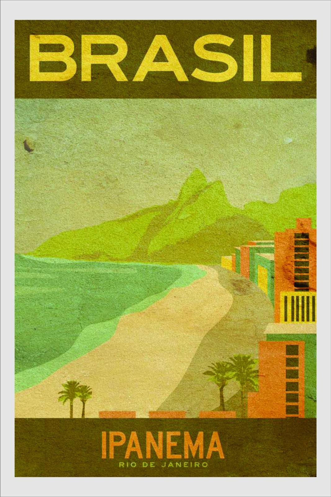 Vintage Brasil Ipanema Beach Retro Wall Art
