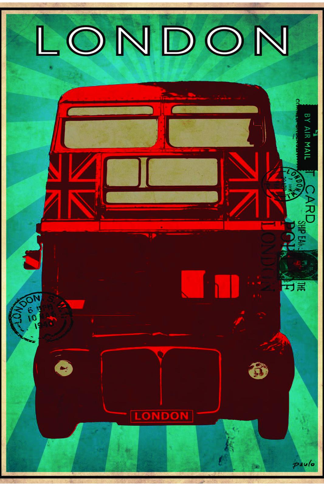 Vintage London Bus Union Jack Wall Art
