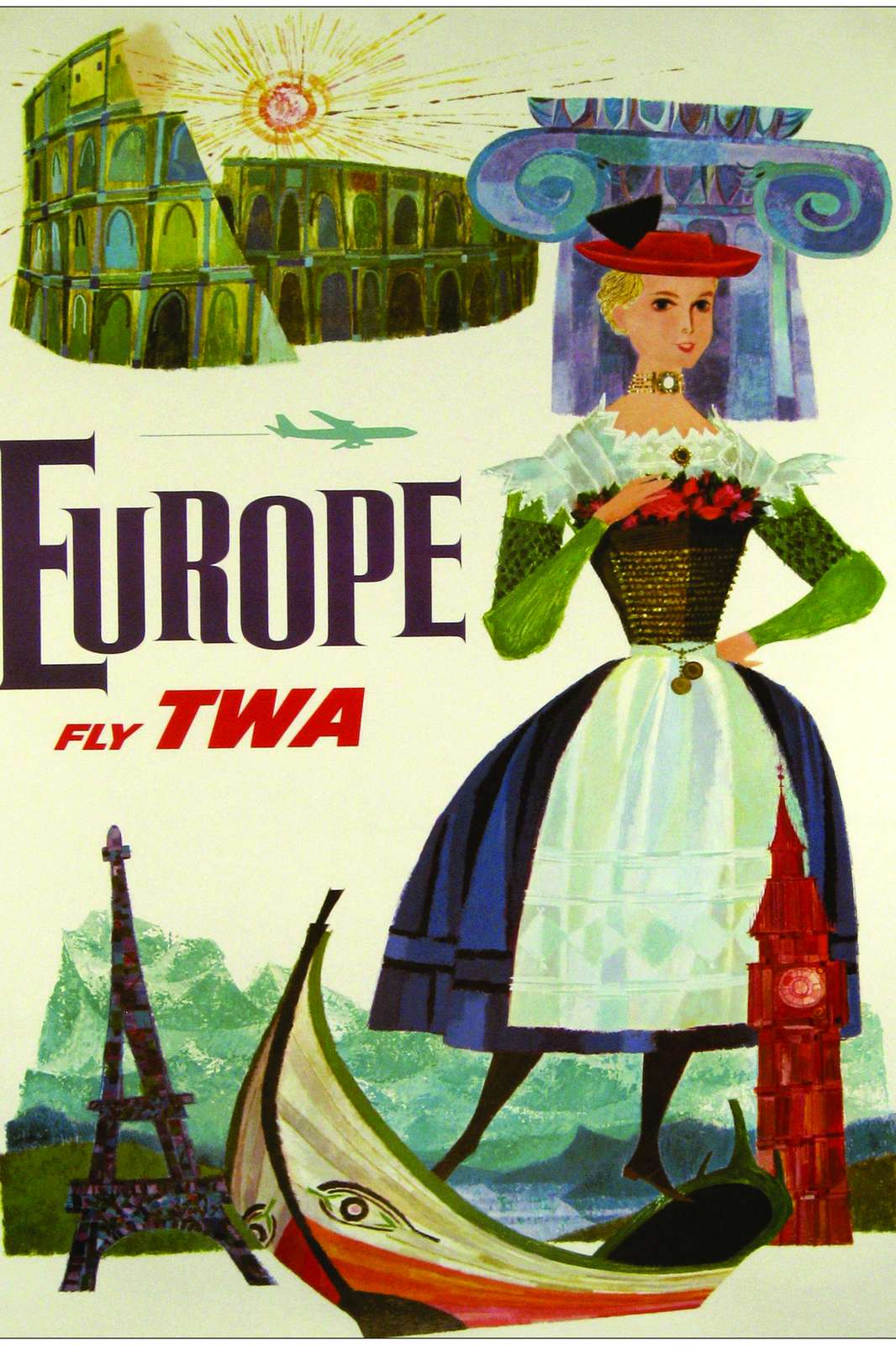 Vintage Europe Travel Collage Wall Art